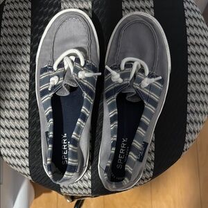 Sperry canvas shoe, gray and navy, size 7 1/2